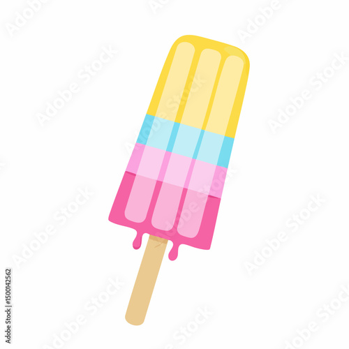 Layered popsicle on stick. Vector image
