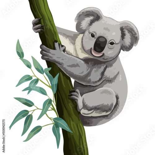 Koala on Tree Branch. Vector image