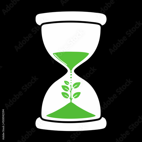 Hourglass with Plant Growth. Vector image