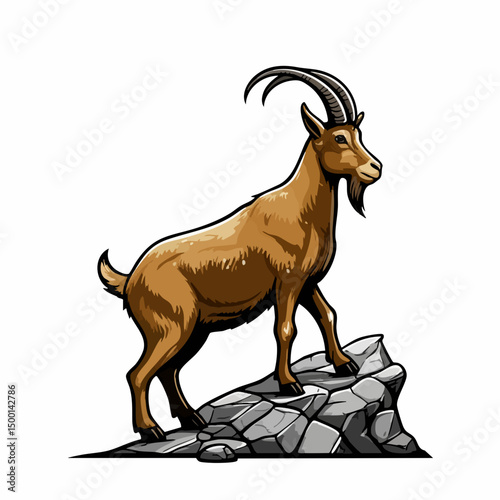 Goat standing on rocksVector image
