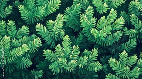 Lush green forest with a serene and tranquil atmosphere