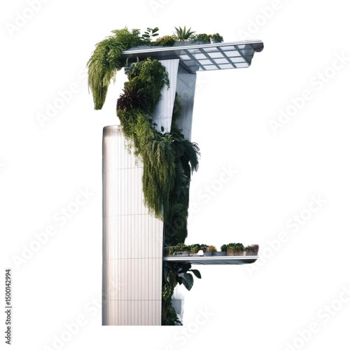 Vertical garden design on modern building facade architecture green space idea