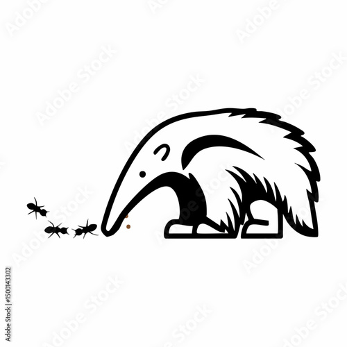 Anteater consuming antsVector image