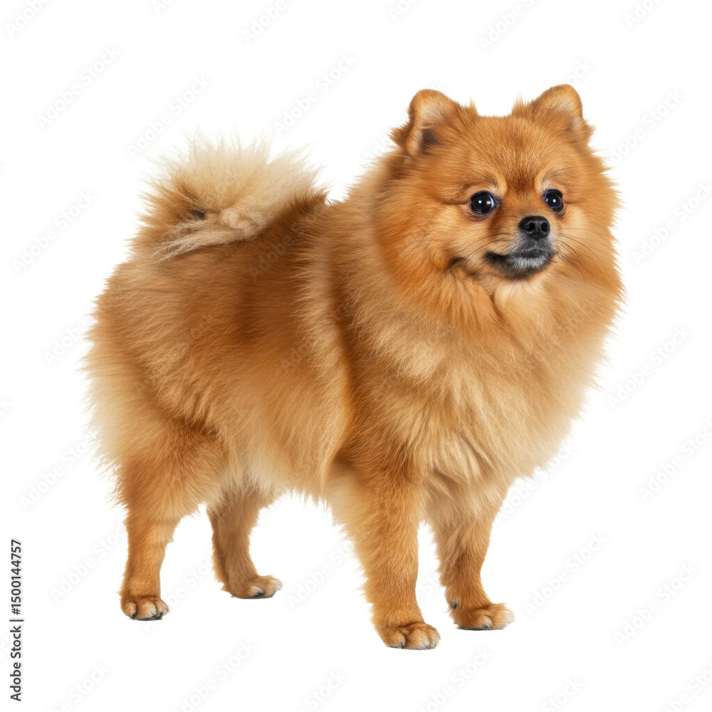 Obraz premium Pomeranian Dog Standing on White Background