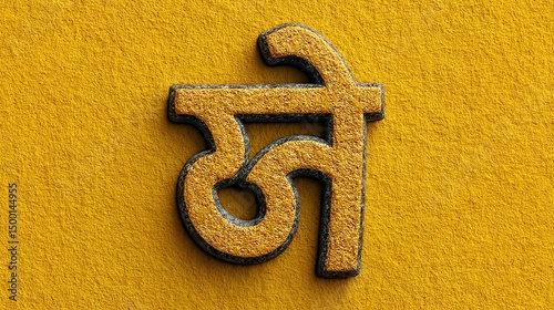Devanagari Letter on Gold Background.