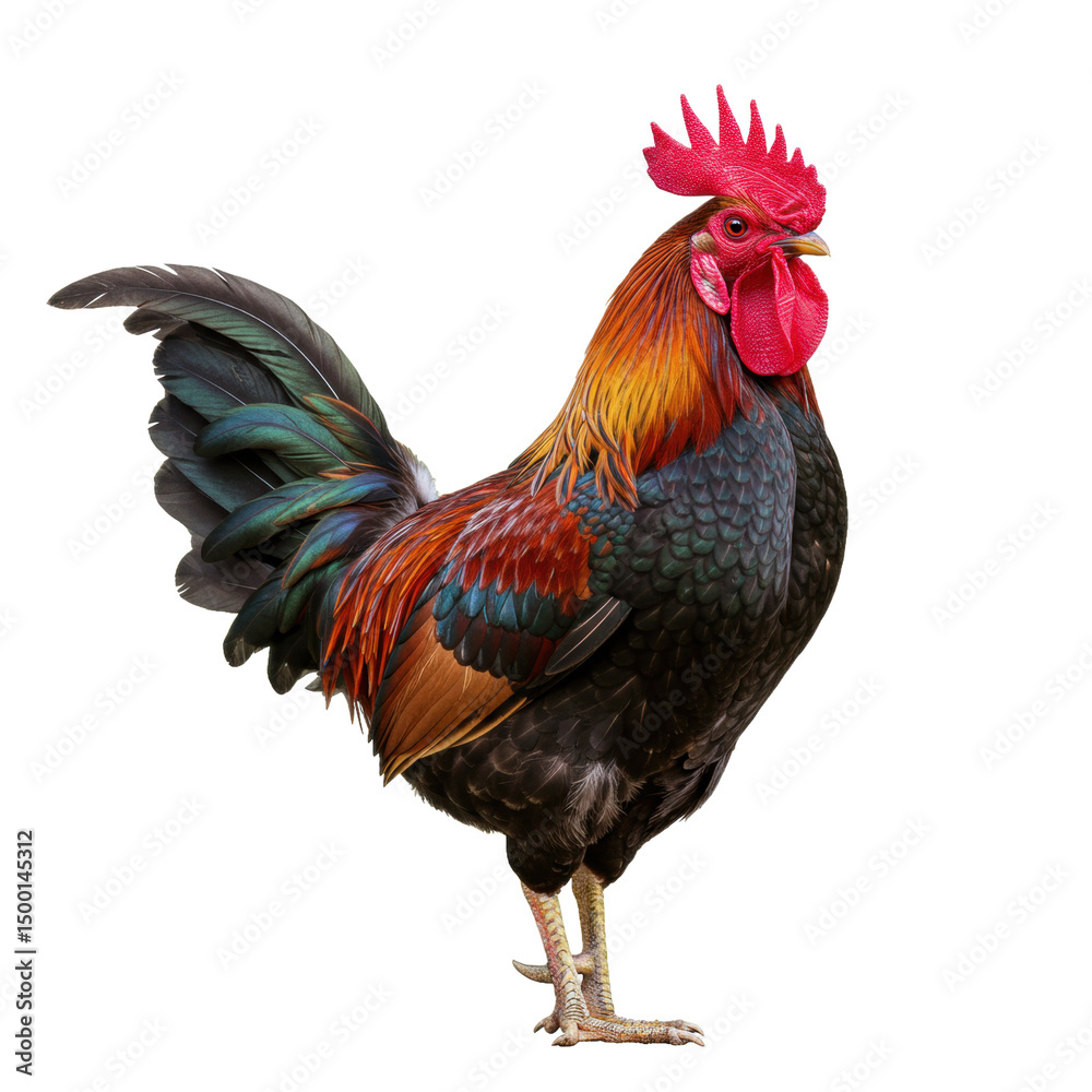 Fototapeta premium Colorful Rooster Standing Proud