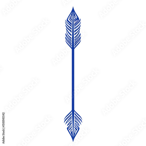 Modern Arrow with Precise Lines in Crisp Royal Color Isolated on Transparent Background