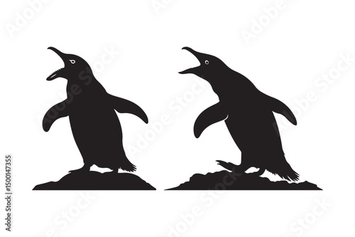 Angry Penguin Silhouette Vector Aggressive Arctic Bird Illustration
