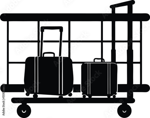 luggage trolley in terminal silhouette
