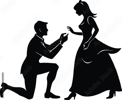 man proposing to woman silhouette