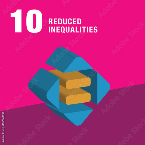 Reduced Inequality vector 3D icon. Equal sign in between a direction sing. Sustainable Development concept for Non-Profit organization to achieve the global goals. 3d rendering icon or symbol.