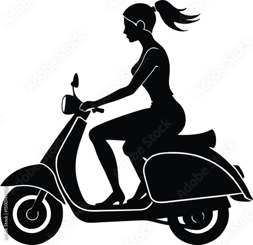 woman riding scooter silhouette