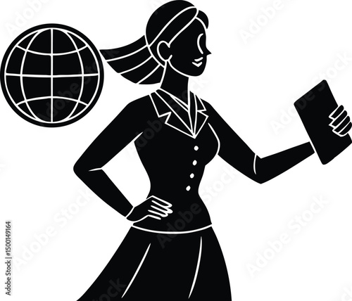 woman holding passport silhouette