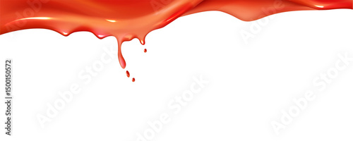 red liquid paint drip top border vector illustration.eps
