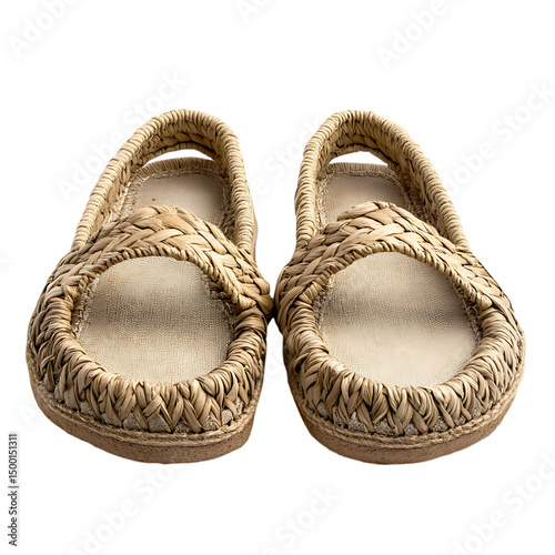 Boho Chic Espadrille Sandals with a Soft Natural Ca Isolated on Transparent Background