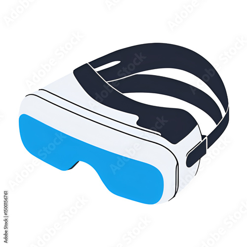Sleek virtual reality headset 3D icon with modern isometric design, representing immersive VR experiences, gaming, and futuristic technology. Vector render isolated on transparent background for versa