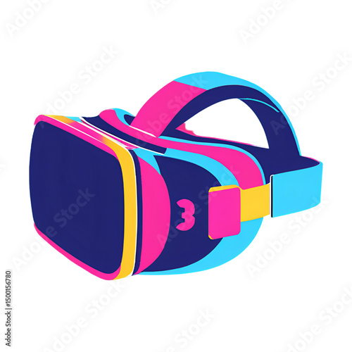 Sleek virtual reality headset 3D icon with modern isometric design, representing immersive VR experiences, gaming, and futuristic technology. Vector render isolated on transparent background for versa