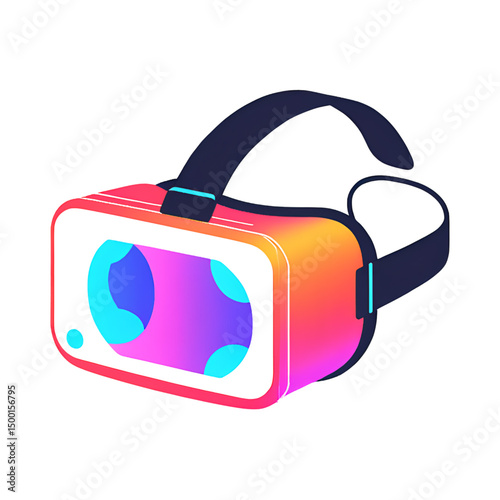 Sleek virtual reality headset 3D icon with modern isometric design, representing immersive VR experiences, gaming, and futuristic technology. Vector render isolated on transparent background for versa