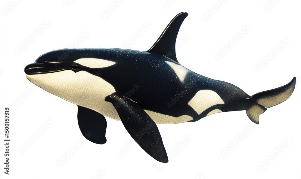 Obraz premium Playful orca swimming gracefully, watercolor style. AI generated illustration.