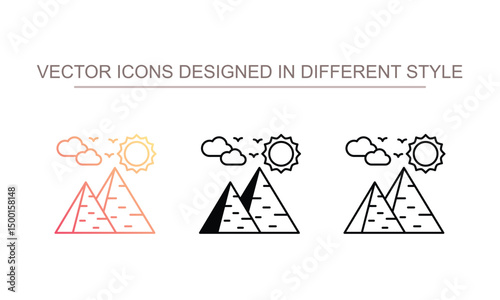 Pyramids icon design with white background stock illustration