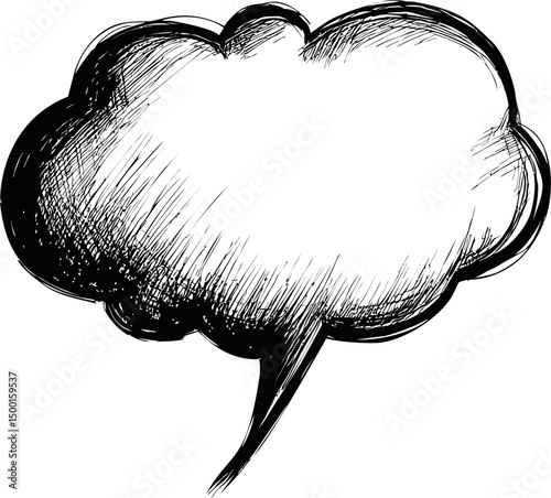 Hand-drawn vintage sketched speech bubble. Vector illustration