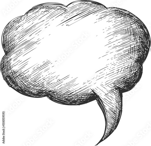 Hand-drawn sketched speech bubble, creative concept art. Vector illustration