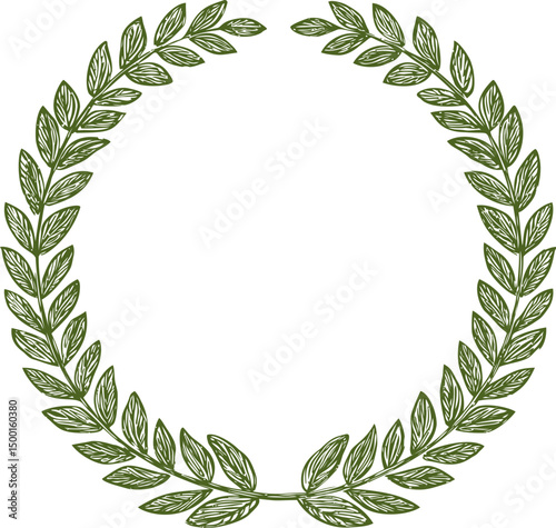 Wallpaper Mural Green laurel wreath in a circular form with detailed leaf patterns, vector art. Vector illustration Torontodigital.ca