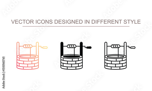 Water Well icon design with white background stock illustration