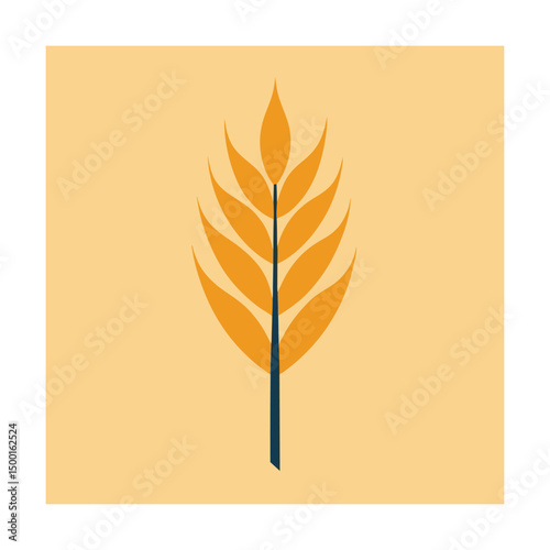 Simple vector illustration of wheat ear depicting harvest and organic agricultural concepts