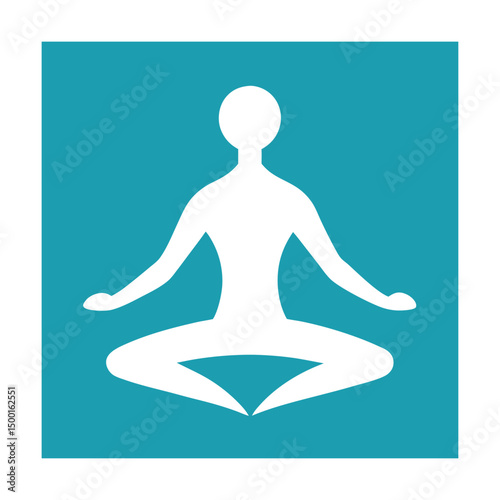 Meditation and yoga silhouette on teal background illustrating wellness and mindfulness practices