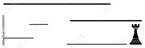 Black rook chess piece paired with horizontal lines evoking movement, decisions, goal alignment, and progress. Ideal for strategy, focus, decision-making, leadership, planning competition