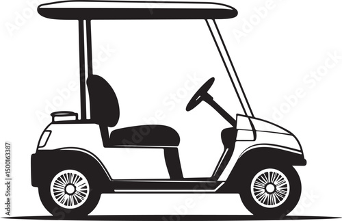 Golf Cart Car Silhouette Vector Illustration on Transparent Background