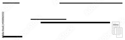 Horizontal lines and two neatly stacked invoice documents suggest minimalism and business organization. Ideal for finance, billing, accounting, documentation, legal, report, or simple landing page