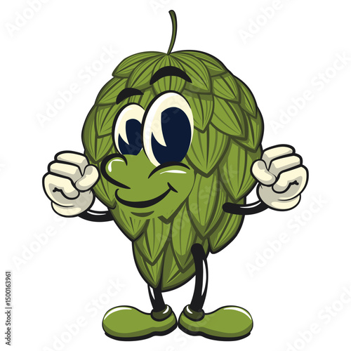 vintage hops vektor illustration mascot character be healthy and strong enough to become a champion, work of hand drawn