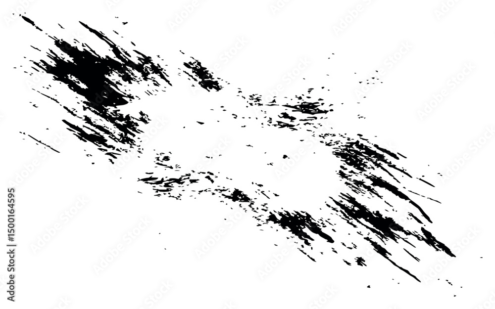 Abstract black ink splatter brush stroke texture background