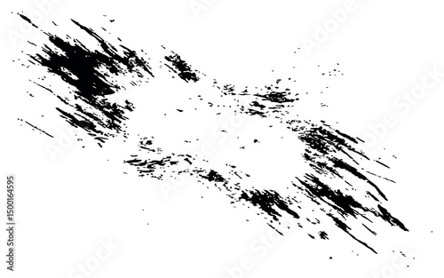 Abstract black ink splatter brush stroke texture background