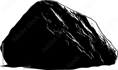 monochrome geology illustration of a rock