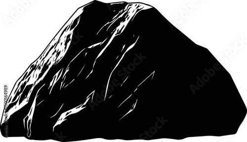monochrome geology illustration of a rock