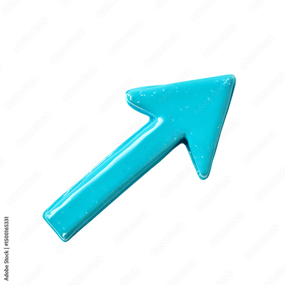 Contemporary Arrow with Crisp Lines in Bright Cyan Isolated on Transparent Background Contemporary Arrow with Crisp Lines in Bright Cyan Isolated on Transparent Background