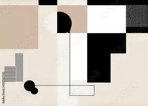 Geometric Harmony: A captivating arrangement of geometric shapes and forms in a neutral color palette creates an artful composition. A stunning expression of abstract beauty and minimalist aesthetics.