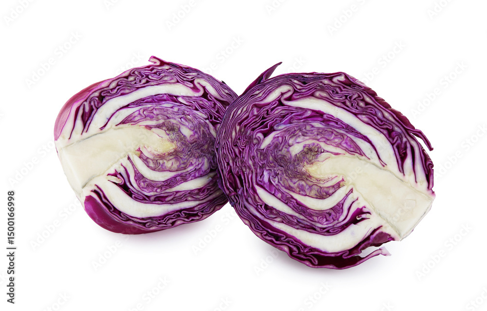 Fototapeta premium Cut fresh red cabbage isolated on white