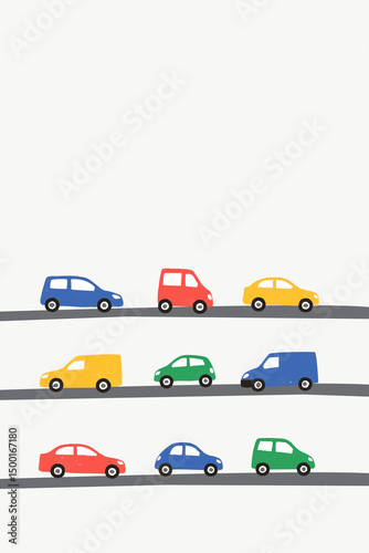 Cute Cars Poster Art for Children's Rooms or Nursery; Printable; Primary Colors