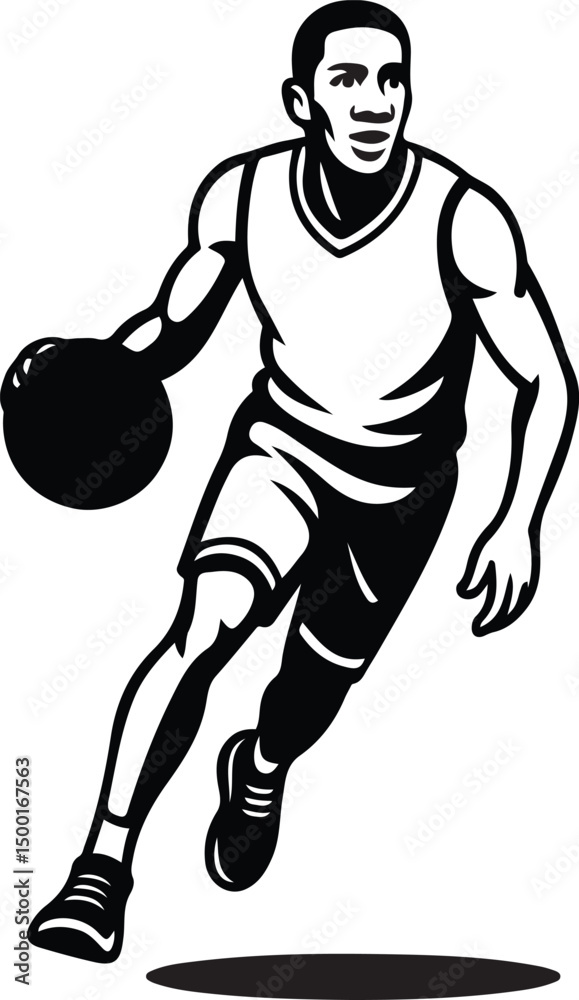 Fototapeta premium Basketball dribble motion art, player with ball in action
