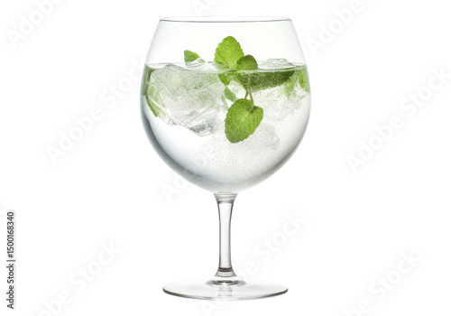 Refreshing gin and tonic with mint garnish isolated on a white background, Png Transparent Background