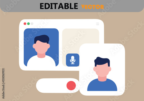 Online video conference call interface design illustration