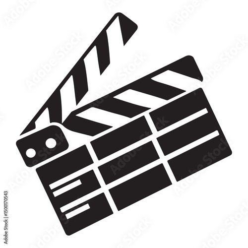 Movie clapper board silhouette Vector illustration. Board clap for video clip scene start, icon vector illustration