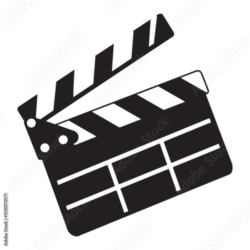 Movie clapper board silhouette Vector illustration. Board clap for video clip scene start, icon vector illustration