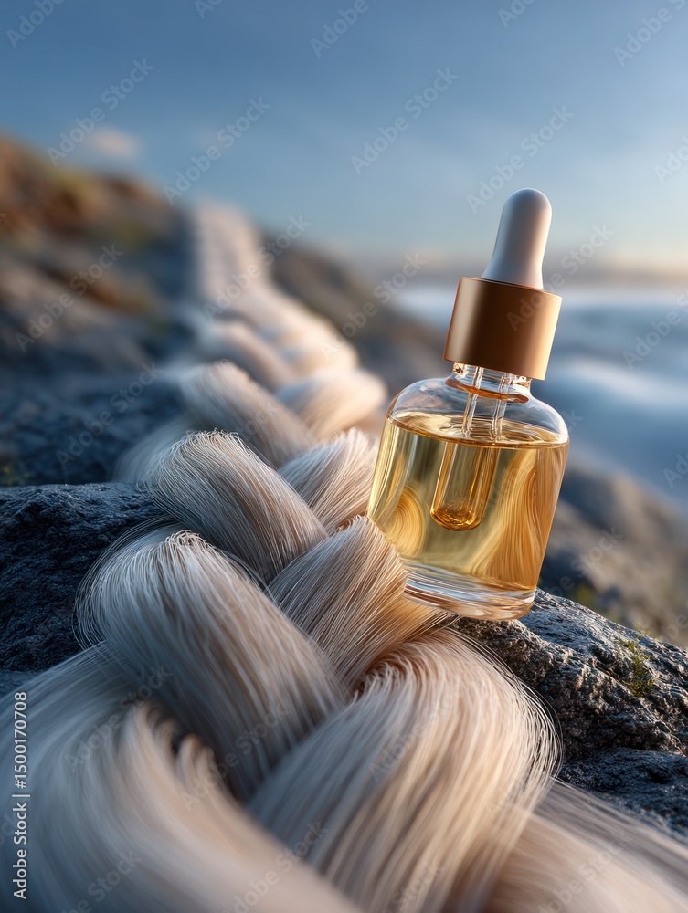 Fototapeta premium Coastal Hair Oil, Braided Strand, Sunset