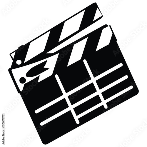 Movie clapper board silhouette Vector illustration. Board clap for video clip scene start, icon vector illustration