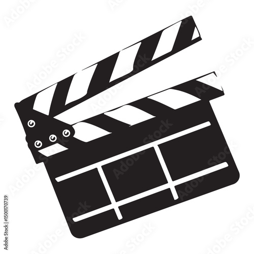 Movie clapper board silhouette Vector illustration. Board clap for video clip scene start, icon vector illustration